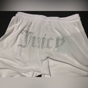 Juicy Couture Velour Wide Leg Track Pants White Bling Size Large